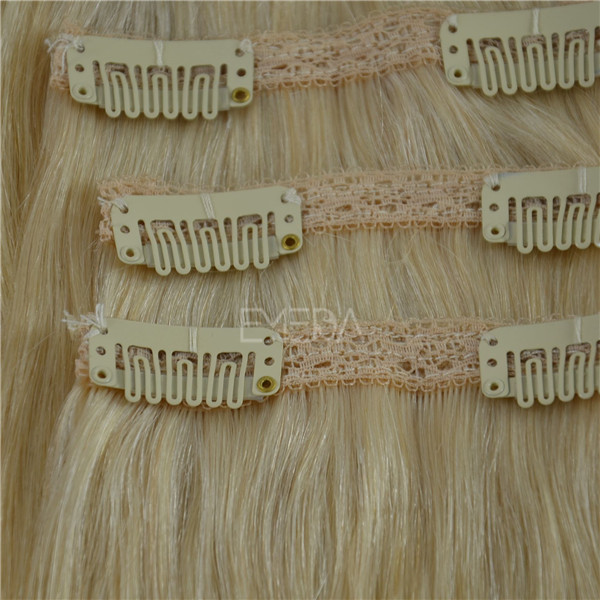 #22 blonde clip on human hair extensions YJ72